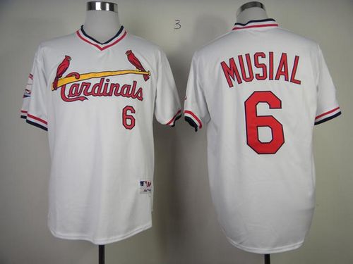 Cardinals #6 Stan Musial White 1982 Turn Back The Clock Stitched MLB Jersey - Click Image to Close